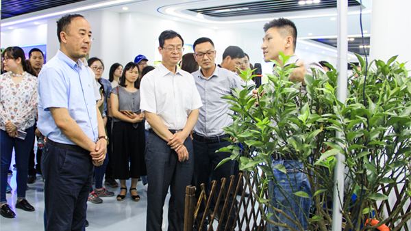 谢主任一行参观麻将胡了展厅